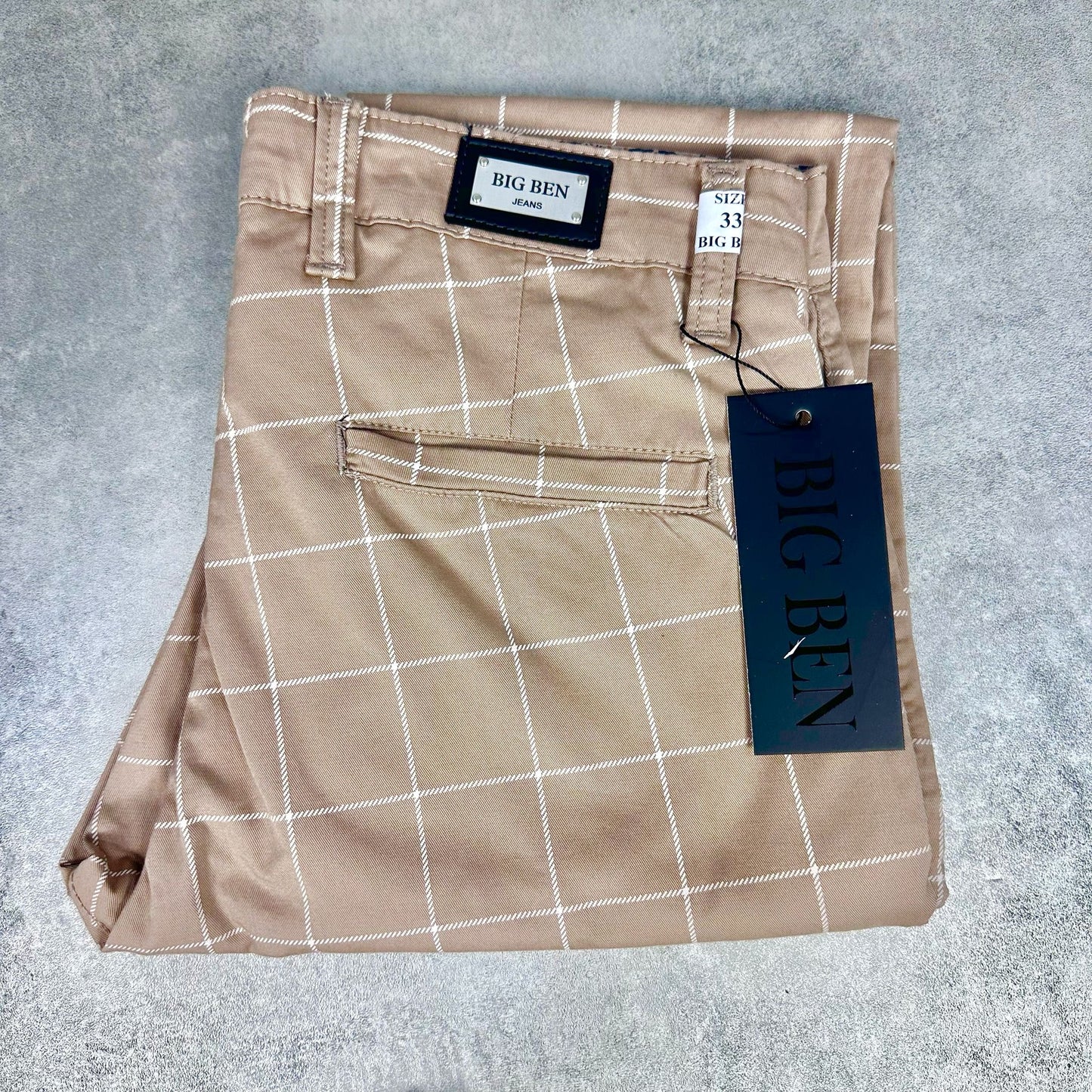 Karirane slim-fit karamel - BB08