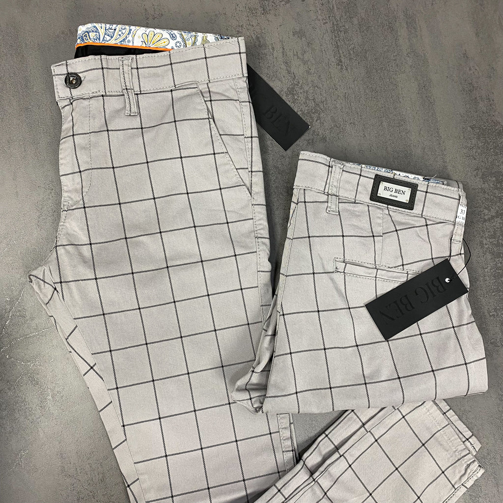 Karirane slim-fit sive - BB07