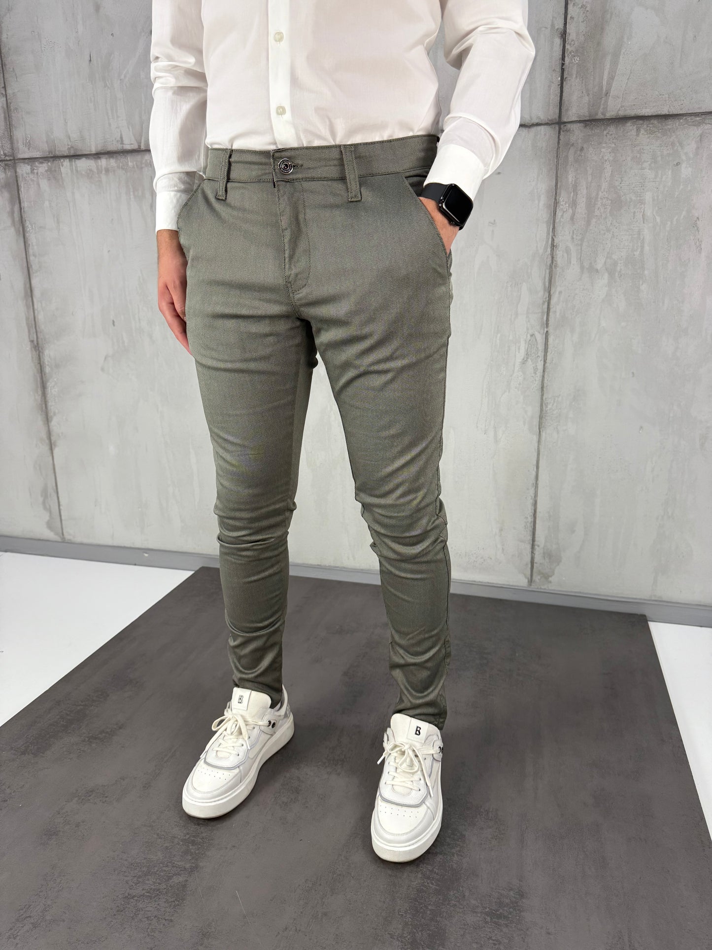 Maslinaste slim-fit elegantne - BB192