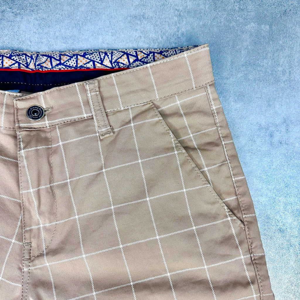 Karirane slim-fit karamel - BB08