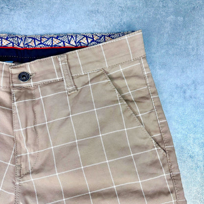 Karirane slim-fit karamel - BB08
