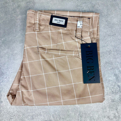 Karirane slim-fit karamel - BB08