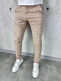 Karirane slim-fit karamel - BB08