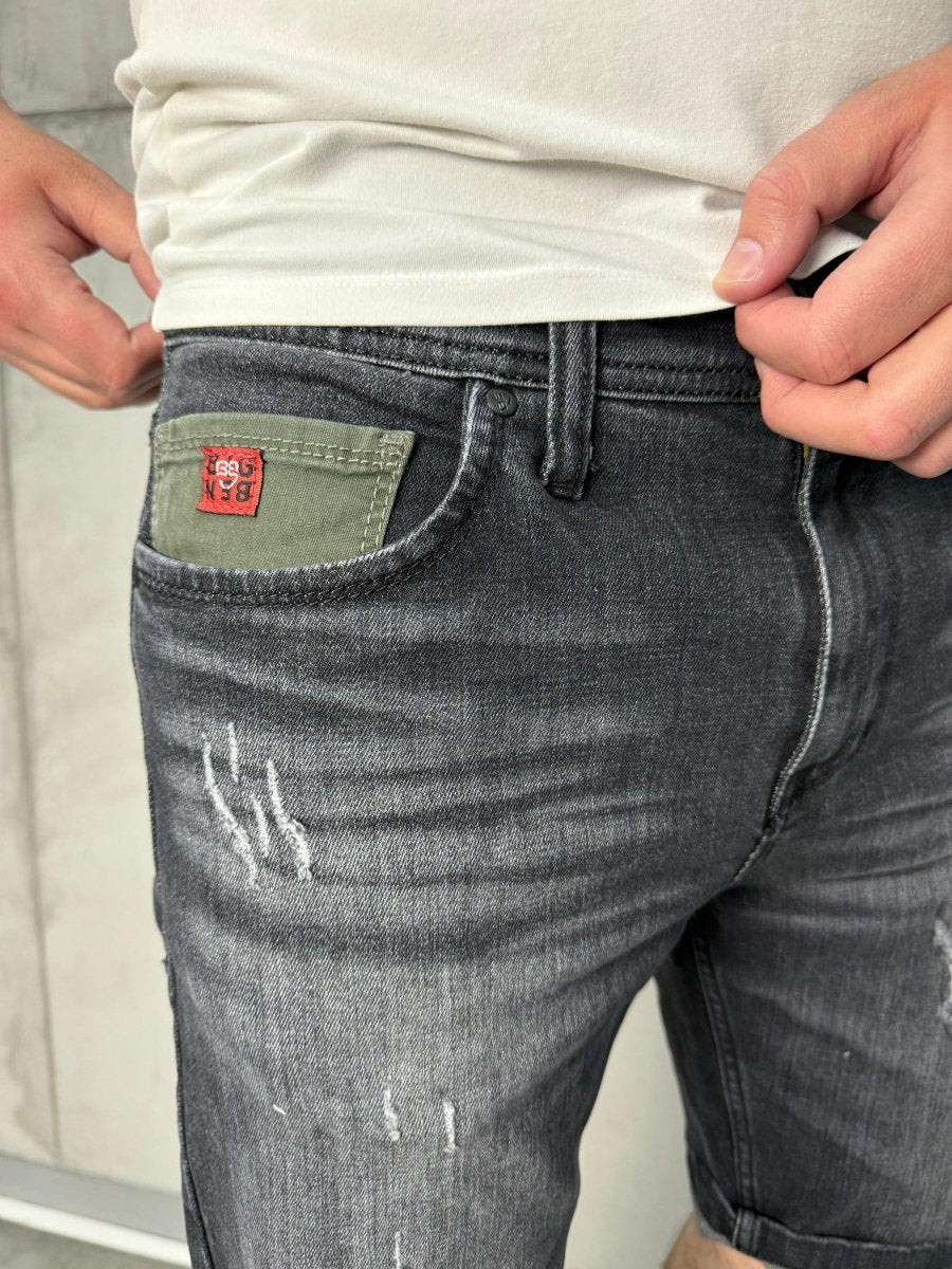 Detail crni teksas šorc - BB310 - BIG BEN JEANS