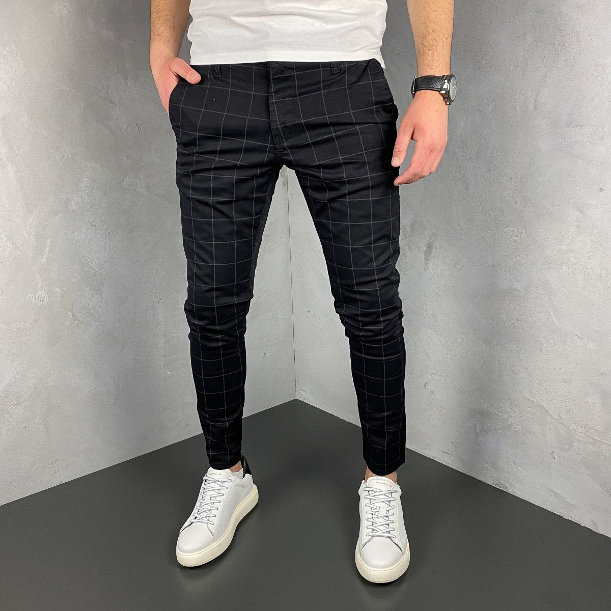 Karirane slim-fit crne - BB05 - BIG BEN JEANS