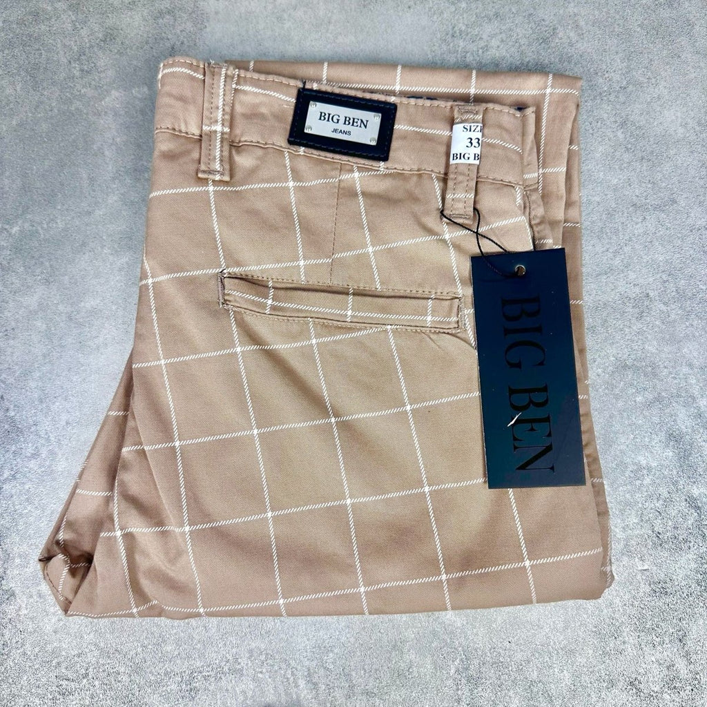 Karirane slim-fit karamel - BB08 - BIG BEN JEANS