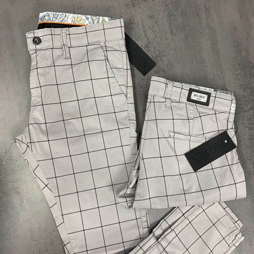 Karirane slim-fit sive - BB07 - BIG BEN JEANS