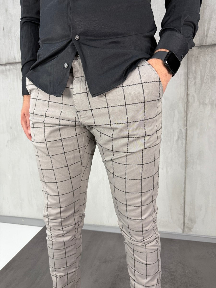 Karirane slim-fit sive - BB07 - BIG BEN JEANS
