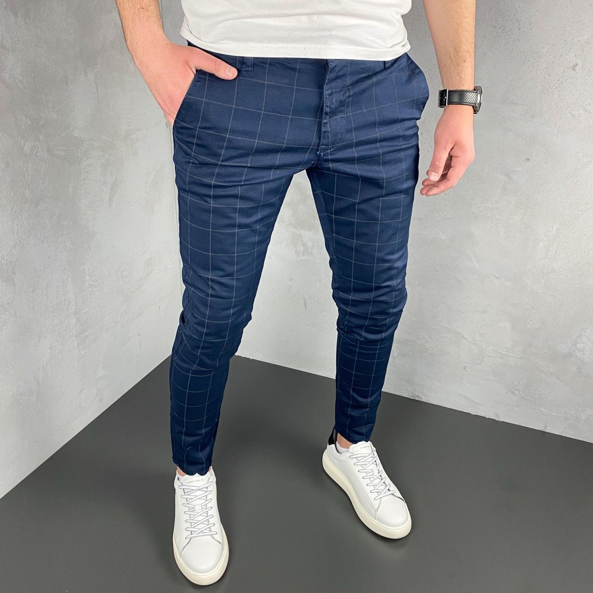 Karirane slim-fit teget - BB06 - BIG BEN JEANS