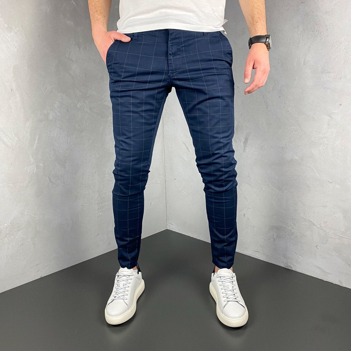 Karirane slim-fit teget - BB06 - BIG BEN JEANS