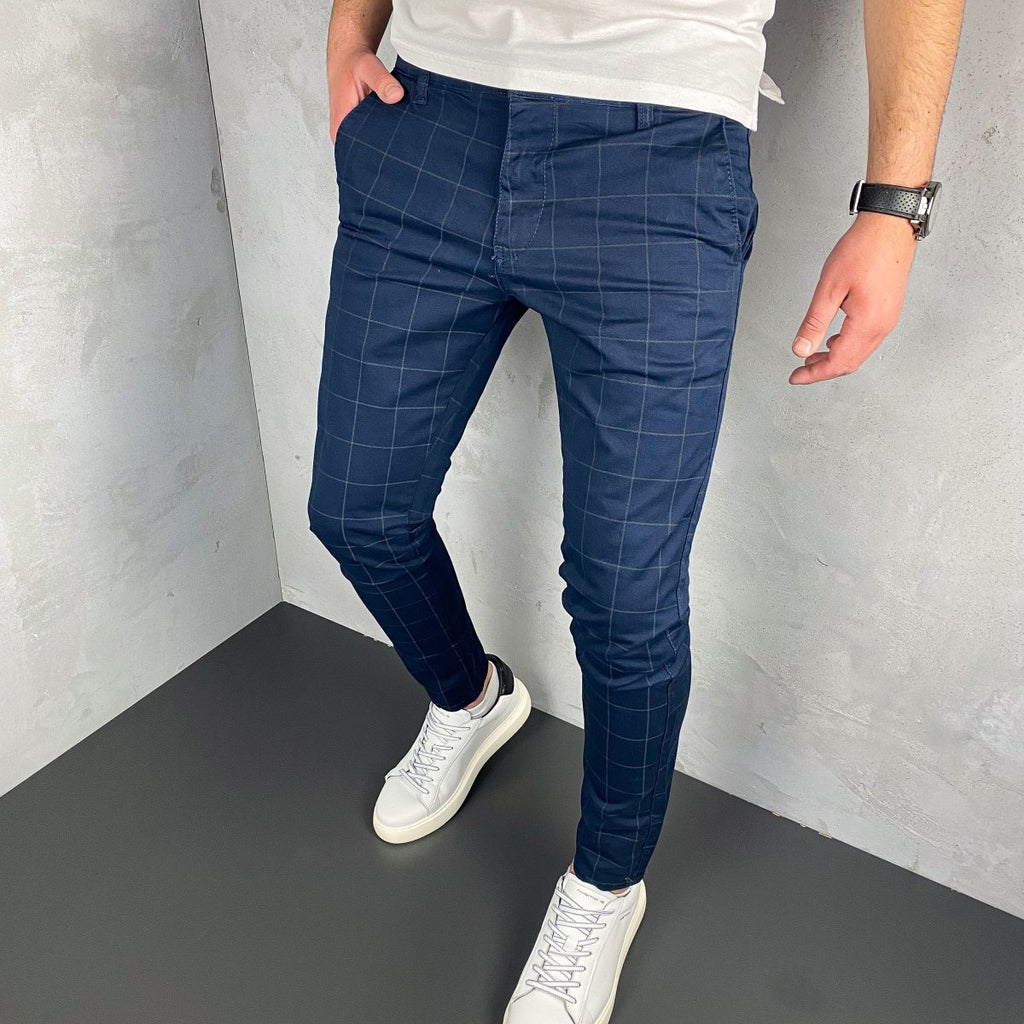 Karirane slim-fit teget - BB06 - BIG BEN JEANS